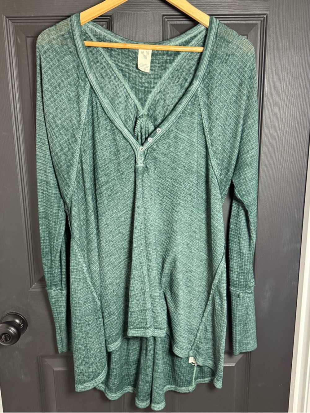 We The Free Heathered Sage Green Long Sleeve Henley Tunic - Picture 3 of 10